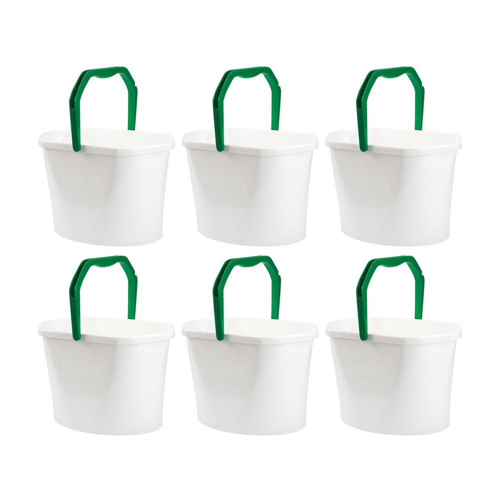 [6 Pack] 3.5 gal Utility Bucket White with Microfiber Cloth - Dual-Pour Spouts - Mop and Bucket Set, Cleaning Bucket, Utility Pail