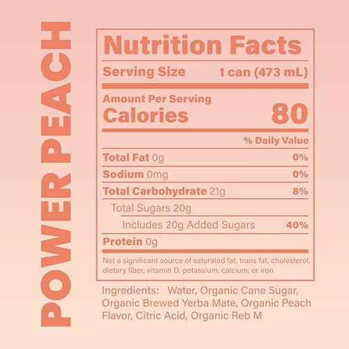 COOLER CO. | YERBA MATE | 100% Org. Caffeine | Power Peach Flavor (12 Pack)