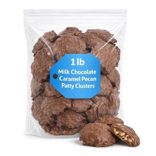 Milk Chocolate Caramel Pecan Patty Clusters, 1 Pound Gourmet Chocolate