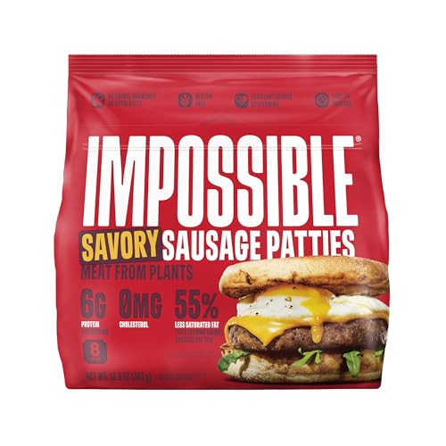 Impossible Impossible Sausage Patties Made From Plants, Savory, Frozen, 12.8 OZ