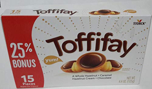 Storck Toffifay, A Whole Hazelnut, Caramel Hazelnut Cream, Chocolate Candy, 15 Pieces Per Box, 4.4 OZ