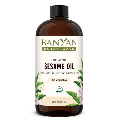Banyan Botanicals Organic Unrefined Sesame Oil - Rich & Warming Ayurvedic Massage Oil for Body & Scalp - Traditional Abhyanga Oil for Deep Tissue