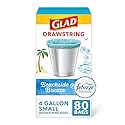 Glad Small Trash Bags 4 Gallon, Febreze Beachside Breeze Garbage Bags, Odor Resistant with Drawstring, 80 Count