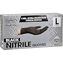 ForPro Disposable Nitrile Gloves, Chemical Resistant, Powder-Free, Latex-Free, Non-Sterile, Food Safe, 4 Mil, Black, Large, 100-Count