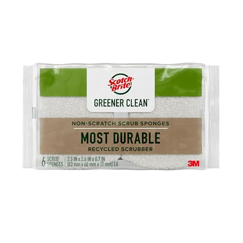 Scotch-Brite® Greener Clean™ Non-Scratch Scrub Sponge, 6 Pack, 6 Units per Case