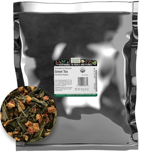Frontier Bulk Green Tea, Strawberry Flavored, Organic, 1 Pound