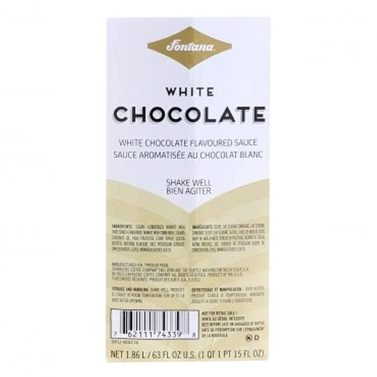 Fontana White Chocolate Mocha Sauce (63 oz, 2 Pack) - Premium White Chocolate Flavoring for Coffee, Lattes, Desserts & Baking - Includes Dispensing