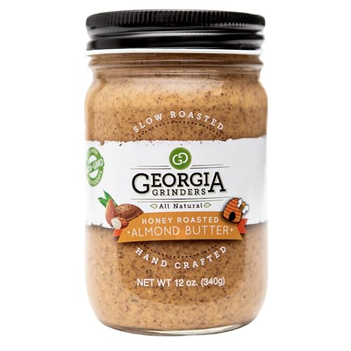 Georgia Grinders Honey Roasted Almond Creamy Gourmet Nut Butter Spread, Non-GMO, Gluten Free, No Palm Oil, No Added Sugar, Vegan Friendly, 12 Ounce (1