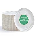 FOCUSLINE 7 Inch White Paper Plates, Uncoated Paper Plate, Everyday Disposable Dessert Plates 7" Plate Bulk, Pack of 500 Count