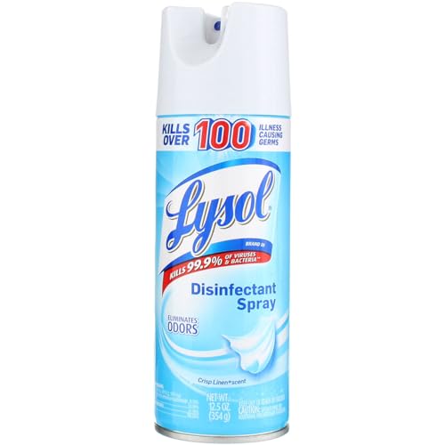 Lysol Disinfectant Spray, Sanitizing and Antibacterial Spray, For Disinfecting and Deodorizing, Crisp Linen, 2 Count, 12.5 fl oz each
