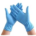 N/m Disposable Gloves Powder Latex Free Professional Food Grade Reuseable Rubber Cleaning Gloves 100 Pcs Blue Medium, 1count