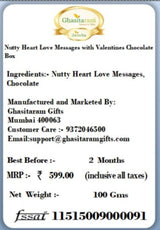 Ghasitaram Gifts Valentine Gifts - Nutty Heart Love Messages with Valentine Chocolate Box