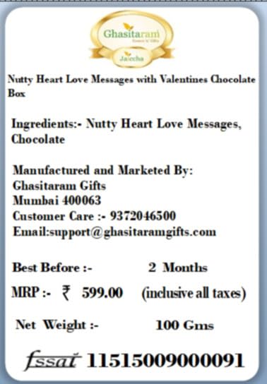 Ghasitaram Gifts Valentine Gifts - Nutty Heart Love Messages with Valentine Chocolate Box