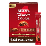 NESCAFÉ Taster's Choice, Instant Coffee Packets, Light Medium Roast Coffee, House Blend, 8 Boxes (144 Packets)