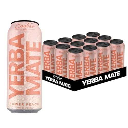 COOLER CO. | YERBA MATE | 100% Org. Caffeine | Power Peach Flavor (12 Pack)