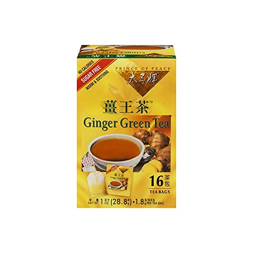 Prince of Peace Ginger Green Tea, 4 Pack - 16 Tea Bags Each - Chinese Tea Bags - Green & Ginger Tea Bags - Prince of Peace - Herbal Tea - Ginger Green