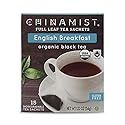 CHINAMIST English Breakfast Full Leaf Black Tea Sachets - Biodegradable, USDA Organic, Fair Trade Certified, Gluten-Free - 15 Count