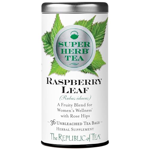 The Republic of Tea - Raspberry Leaf SuperHerb Tea Tin, 36 Herbal Tea Bags, Naturally Caffeine-Free