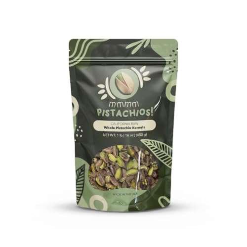 mmmm Pistachios! Raw Whole Pistachio Kernels No Shell Unsalted, 1 Pound (16 oz) | California Grown Freshly Harvested Pasteurized | Vegan Gluten Free