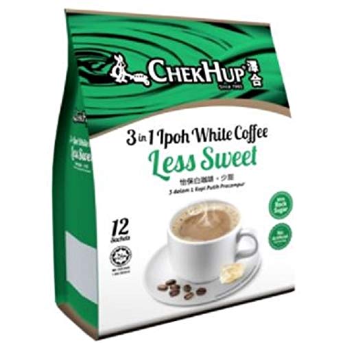 Chek Hup 3 In 1 White Coffee Less Sweet (12 x 35g) 420g - White coffee's smooth texture with premium rock sugar. With no added artificial coffee
