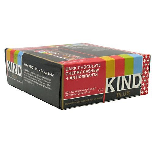 Kind Snacks - Kind Plus, Dark Chocolate Cherry Cashew + Antioxidants - 1.4oz each - Box of 12 - SUMMER BUNDLE WITH COLD PACK - 3 Boxes - (Product