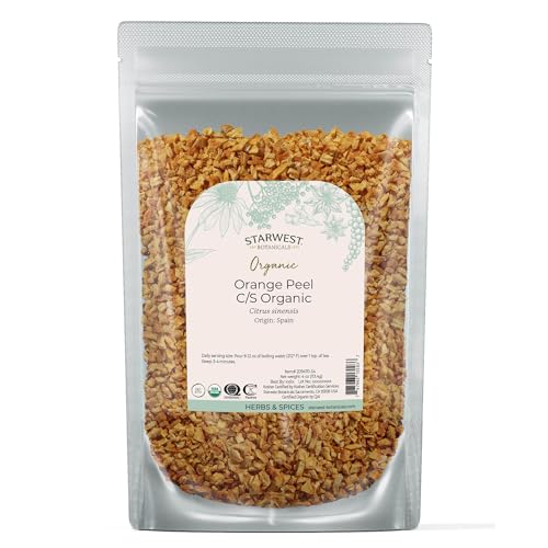 Starwest Botanicals Organic Dried Orange Peel - Pure Citrus Peel for Baking, Tea, & Spice Blends, Bright & Zesty, Cut & Sifted, Certified Kosher