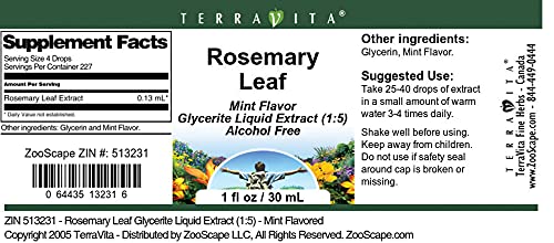 Rosemary Leaf Glycerite Liquid Extract (1:5) - Mint Flavored (1 oz, ZIN: 513231) - 3 Pack