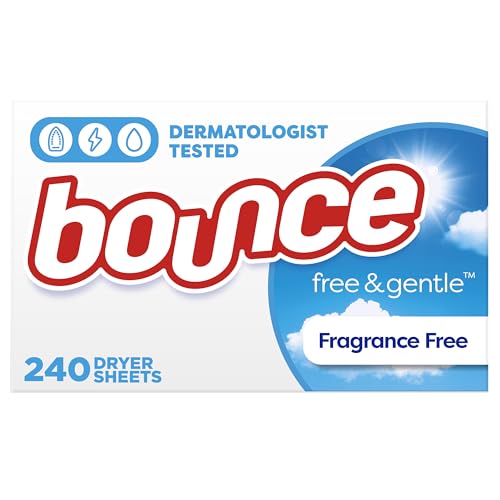 Bounce Free & Gentle Dryer Sheets, Unscented, 240 Count