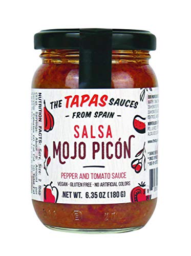 "The Tapas Sauces" Mojo Picon (Pepper and Tomato Mild Hot Sauce) 6.35 oz. Glass Jar (Pack of 9)
