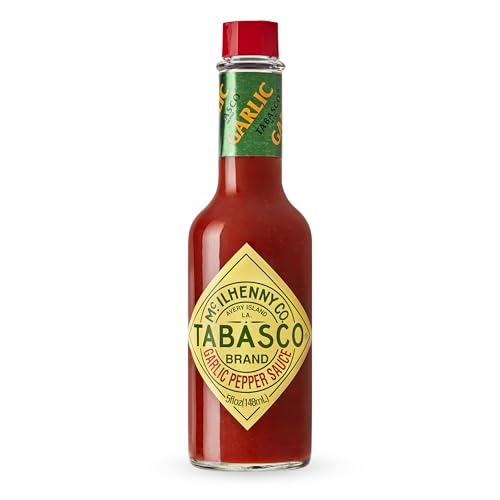 TABASCO® Brand Cayenne Garlic Pepper Sauce, Mild Hot Sauce, Glass Bottle, Smoky & Zesty Blend with Savory Garlic, Bold Flavor, Great for Italian
