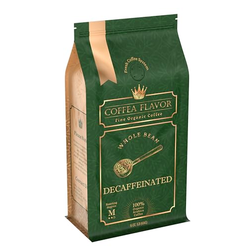 Coffea Flavor Fine Organic coffee -Decaf Whole Bean Coffee | Medium Roast | 100% Arabica Beans | Perfect for Espresso | USDA Certified Organic | Fair