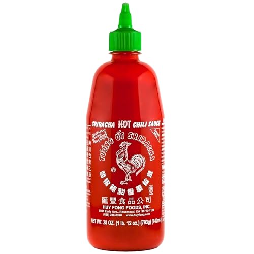 The Original Huy Fong Sriracha Hot Chili Sauce, 28 OZ Rooster Sriracha Chili Sauce, Low Carb Classic Cook Sriracha Chili Paste, Perfect for Dipping