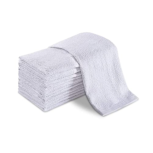 Groko Textiles Universal Cleaning Towels, White Bulk 36 Pack, 16” X 19” 100% Cotton Fully Bordered Commercial Grade Terry Weave Cloth Bar Mops