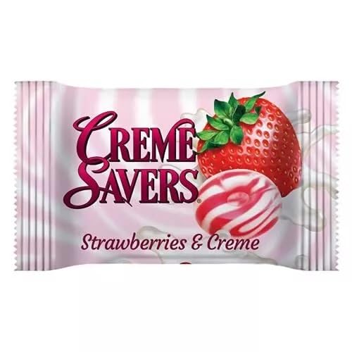 Cream Savers Strawberries & Cream, 6.25 Ounce Bag (Pack of 2), Individually Wrapped Hard Candy, Strawberry Candy, The Hampton Candy Company