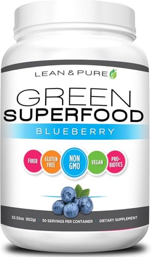 Lean & Pure Green Superfood, with Pea Protein, Probiotics, Whole Food Vitamins, Fiber and Enzymes. Vegan Friendly,Gluten Free, 50 Servings, 922g