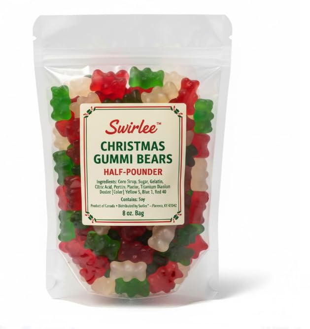 Swirlee™ Christmas Gummies, 8 oz Holiday Chewy Candy Mix, Assorted Flavors, Festive Stocking Stuffer Treats Gummie Bears