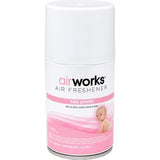 AirWorks 7oz Metered Aerosol Air Fresheners, Baby Powder, 12 Count