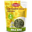 Sunbest Natural Raw Pumpkin Seeds, 5 lbs - Unsalted & Shelled - Bulk Bag, Whole Pepitas, Pumpkin Seeds to Eat - For Snacking, Baking & Topping - Rich