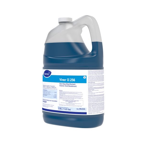 VIREX Diversey II 256 04332. Disinfectant Cleaner Concentrate, Multi-Surface for Home & Commercial Use, Odor Control, Mint Scent, Bottle, 1-Gallon