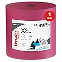 WypAll PowerClean X80 Cloths Heavy Duty Wipes (41055), Jumbo, Extended Use Towels, Red (1 Roll of 455 Sheets, 455 Sheet Total)