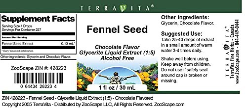 Fennel Seed - Glycerite Liquid Extract (1:5) - Chocolate Flavored (1 fl oz, ZIN: 428223) - 2 Pack