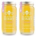 Bee Harmony Raw Clover Honey, 12 OZ (Pack of 2 Jars), Made in the USA
