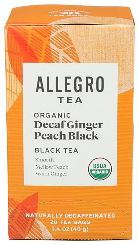 Allegro Tea, Organic Decaf Ginger Peach Black Tea Bags, 20 ct