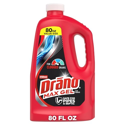 Drano Max Gel Drain Clog Remover & Cleaner, Fast-Acting to Unclog Standing Water & Remove Hair, Grease & Food Blockages, Safe for all Pipes & Septic
