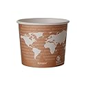 ECO PRODUCTS Compostable 10oz Lined Paper Food Bowls, Case of 1000, Renewable Disposable Round Containers, Plant-Based PLA Lined, World Art, Lids