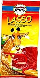 Paskesz Lasso Intensely Flavored Strawberry Laces 3.5 Oz. Pk Of 3.