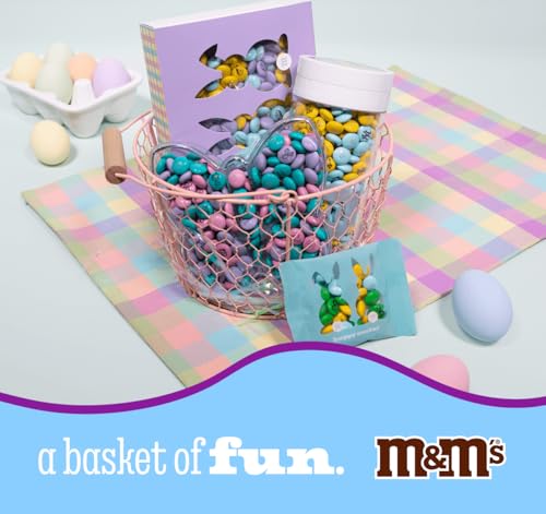 M&M'S WORLD Easter Milk Chocolate Candy Jar, Festive Spring Themed Treats in Reusable Container, Perfect for Egg Hunts, Basket Fillers, Party Favors