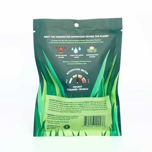 3 Cricketeers Cricket Caramel Crunch - Organic Gourmet Caramel Corn with Crunchy Crickets & Peanuts - Edible Cricket Treat 1 oz- Handmade & Grown in