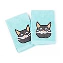 MUkitchen Cotton Dish Cloth Set with Scrubber, 12x12 in, 2 Pack (Meow)