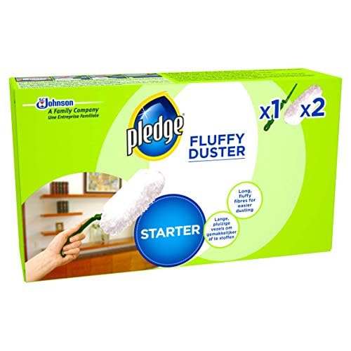 Pledge Dust It Fluffy Duster Starter Handle 2 Refills, White, 3 Count